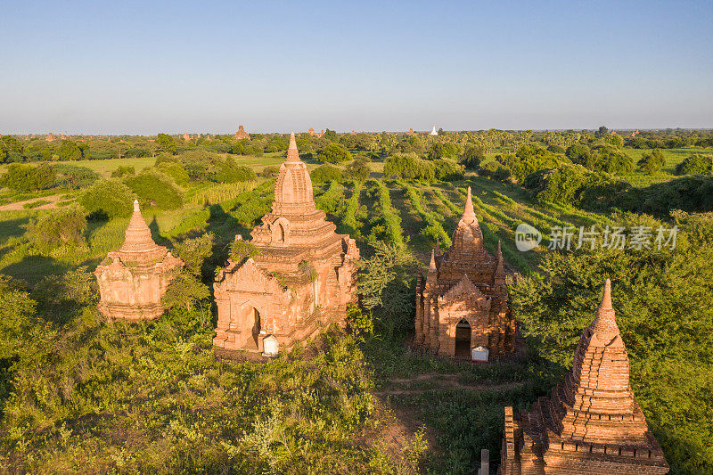 Aerial view of Bagan area and agricultural fields